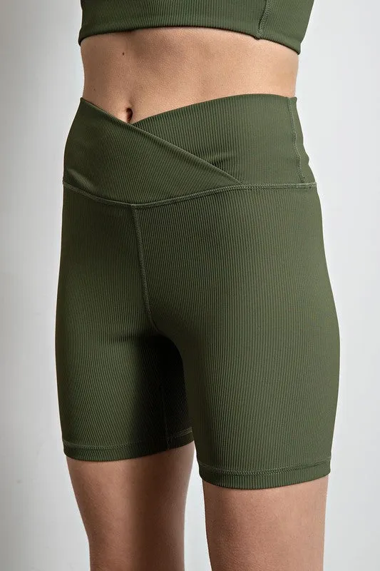 Nylon Rib V Waist Biker Pants
