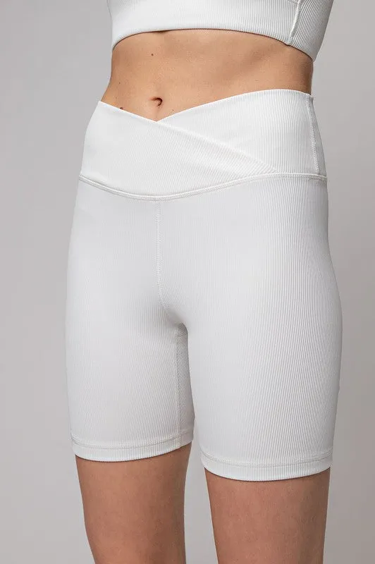 Nylon Rib V Waist Biker Pants