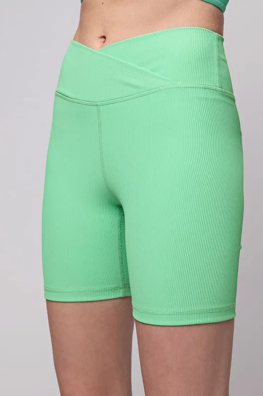Nylon Rib V Waist Biker Pants