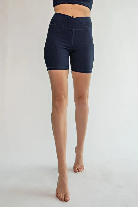Nylon Rib V Waist Biker Pants