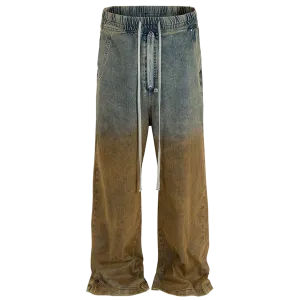 Ombre Denim Drawstring Palazzo Pants
