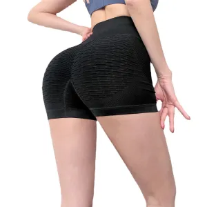 Popular Knitted Jacquard Fitting Pants Women Hip-Flattering Peach Shorts Sporty Yoga Stretchable Bubble Track Activewear