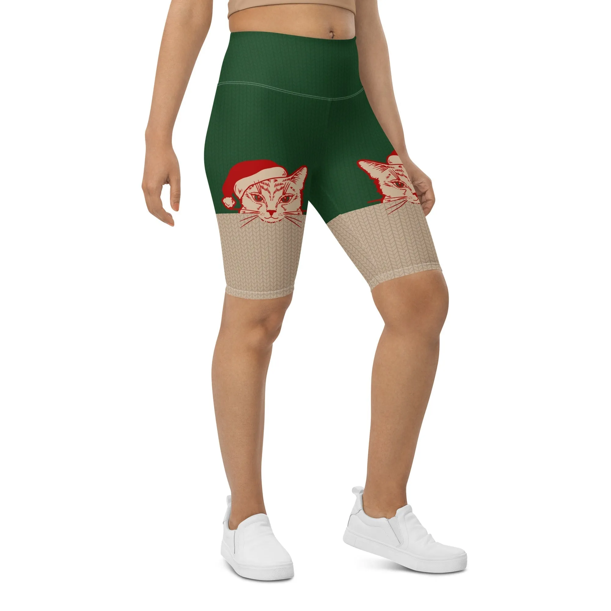 Santa Cat Biker Shorts