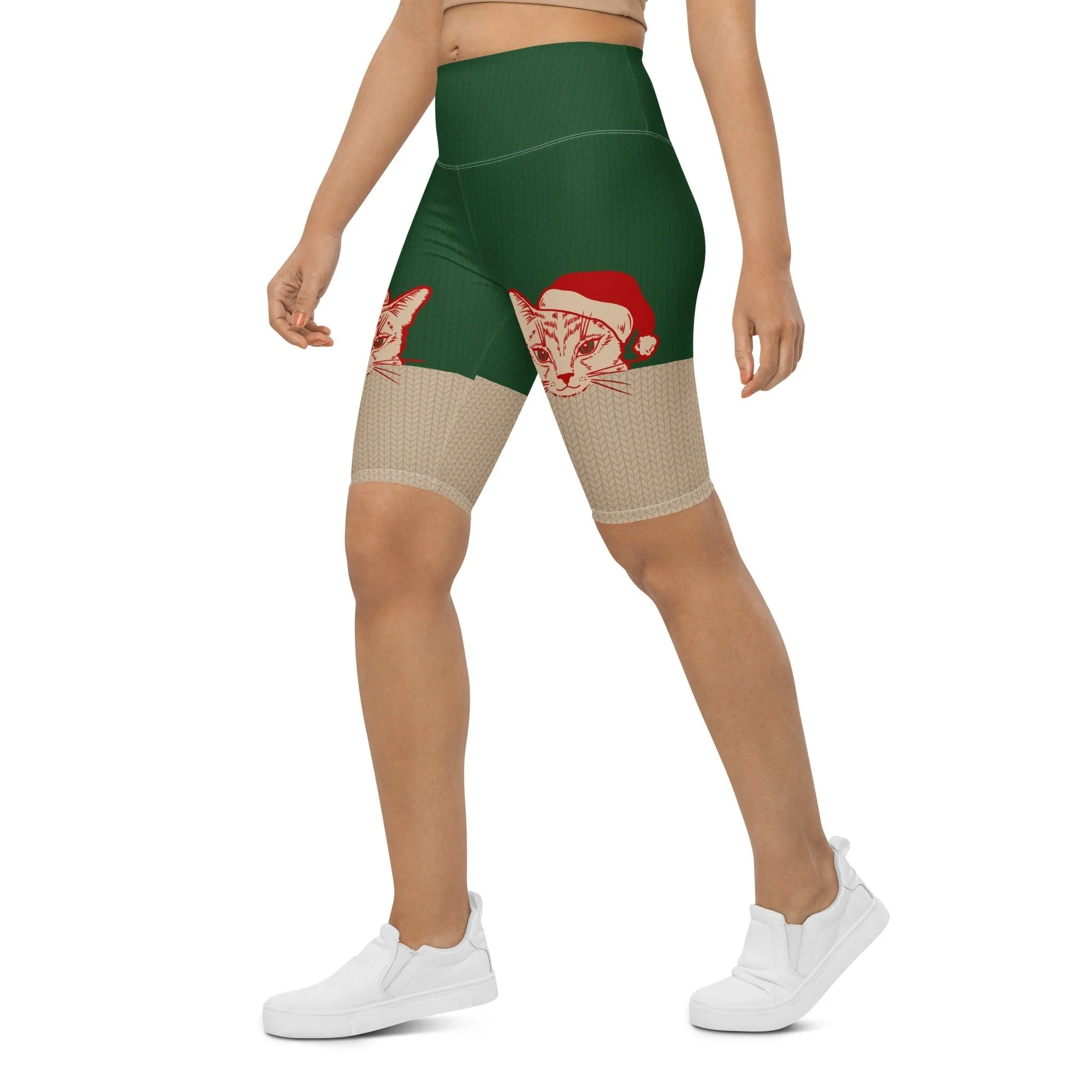 Santa Cat Biker Shorts