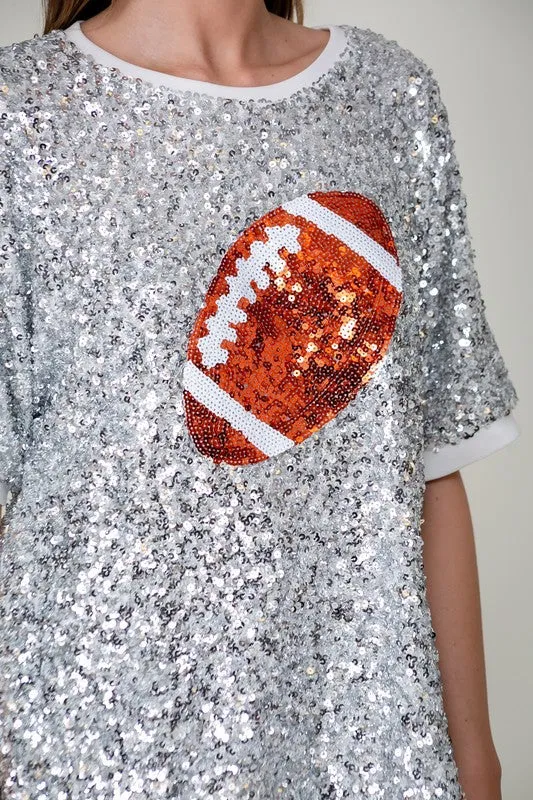 Silver Game Day Football Sparkly Top