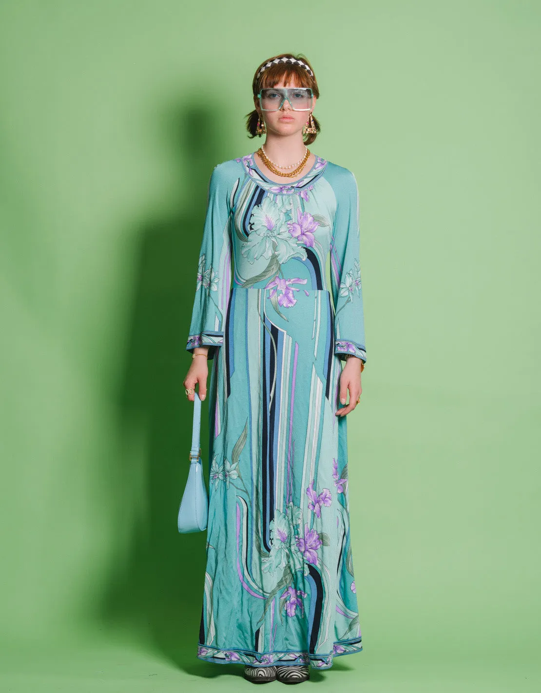 Vintage floral flowy maxi dress