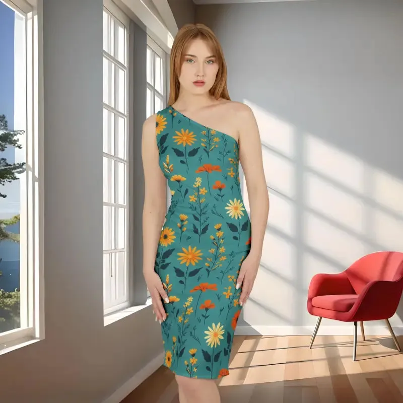 Wild Flowers Shoulder Dress Chic Sleeveless