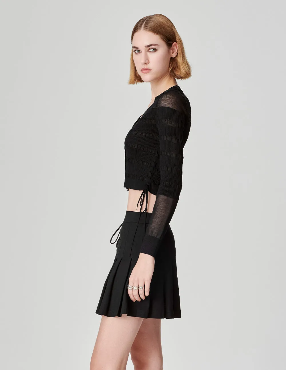 Women's Side-Strap Half-Pleated Skirt