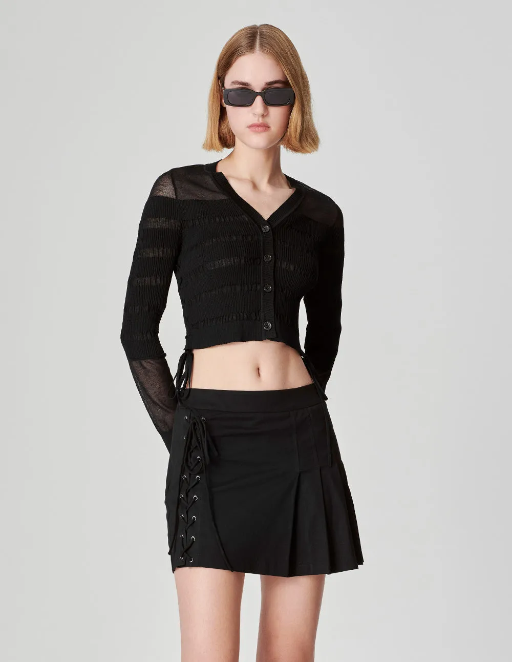 Women's Side-Strap Half-Pleated Skirt
