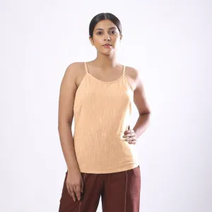 Yellow Yarn Dyed Cotton Slim Fit Spaghetti Top