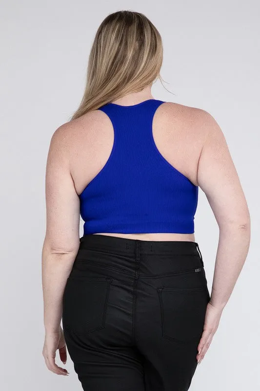 Zenana Plus Ribbed Cropped Racerback Tank Top